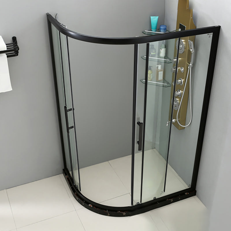 Black Framed Shower Stall Easy Clean Glass Shower Kit with Fixed Panel