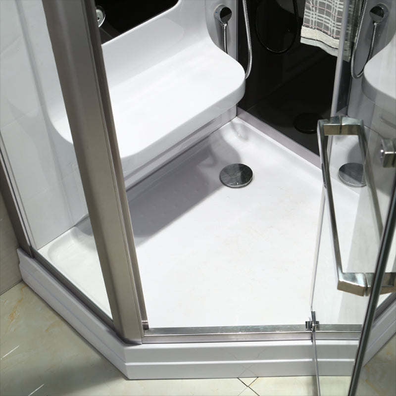 Neo-Angle Shower Stall Clear Tempered Glass Shower Enclosure With Shower Floor