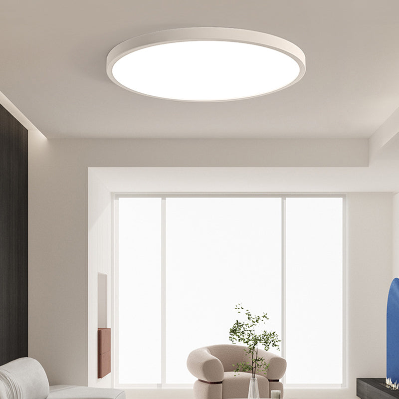 Modern Circular Flush Ceiling Light Metal Flush Mount Lighting in White