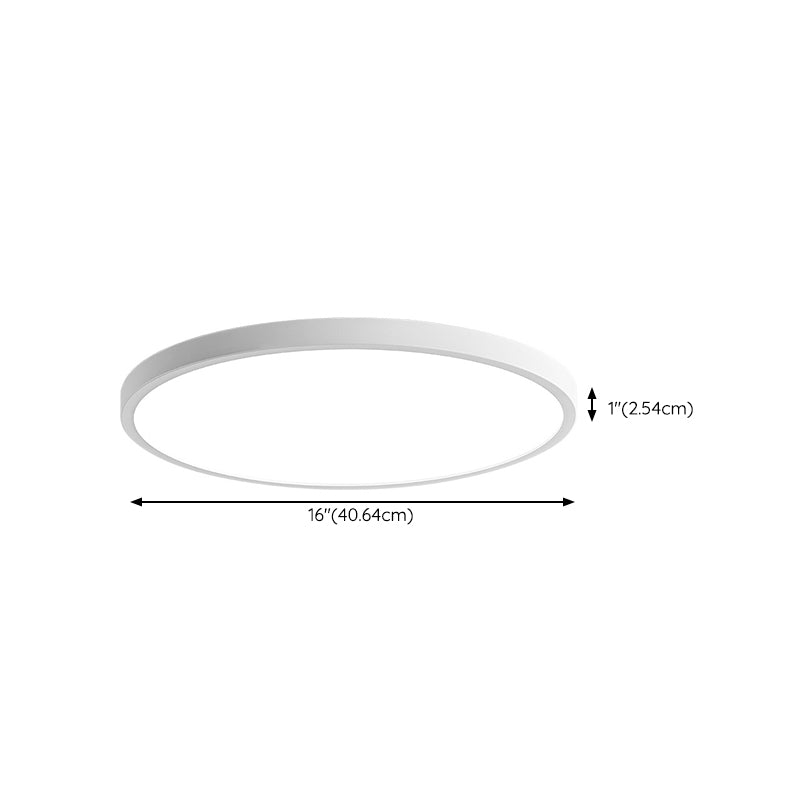 Modern Circular Flush Ceiling Light Metal Flush Mount Lighting in White