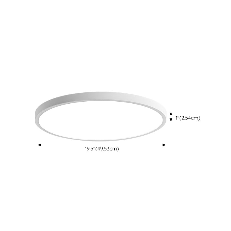 Modern Circular Flush Ceiling Light Metal Flush Mount Lighting in White