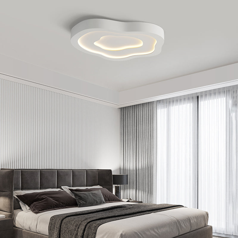 Nordic Ceiling Light Fixture White Flush Mount with Metal for Bedroom