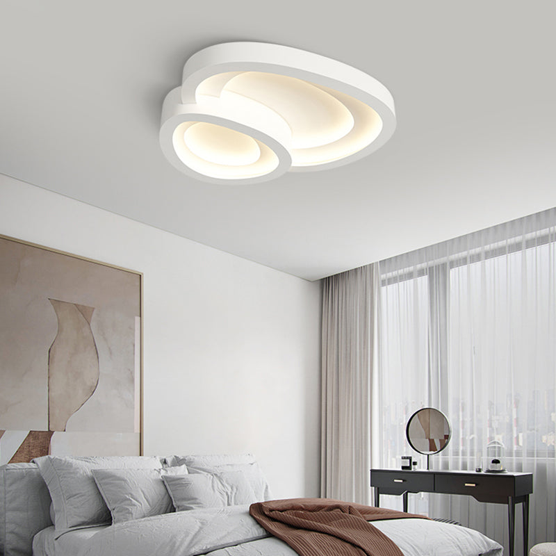 Nordic Style Ceiling Light Fixture White Flush Mount with Metal for Bedroom