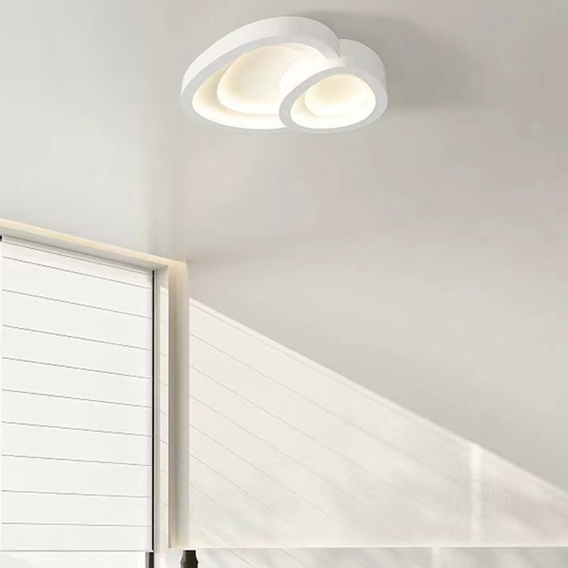 Nordic Style Ceiling Light Fixture White Flush Mount with Metal for Bedroom