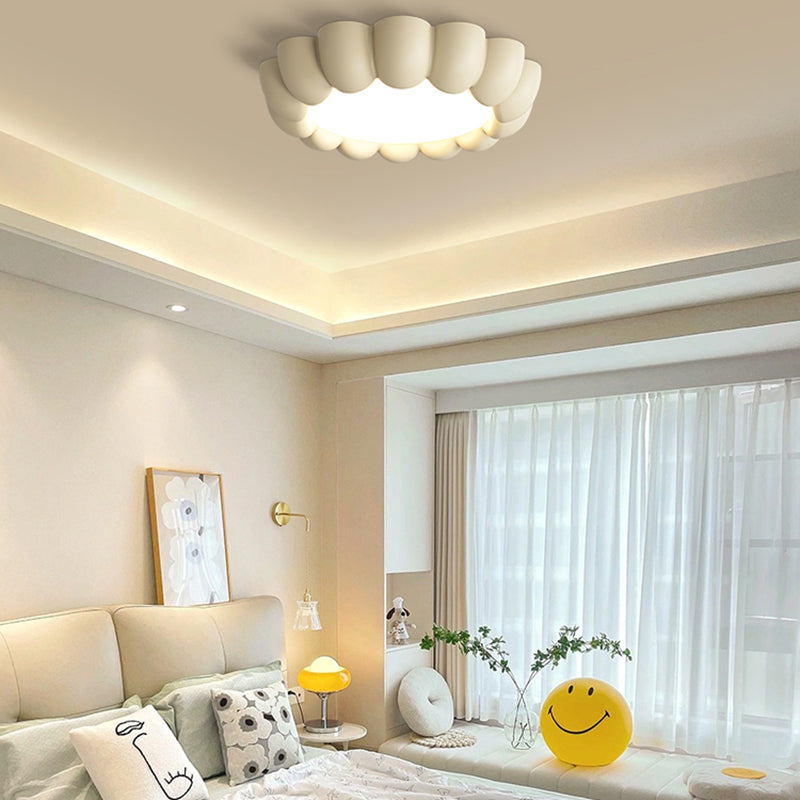 Nordic Style Ceiling Light Fixture Pumpkin Shape Flush Mount with Resin for Bedroom