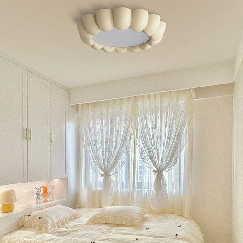 Nordic Style Ceiling Light Fixture Pumpkin Shape Flush Mount with Resin for Bedroom