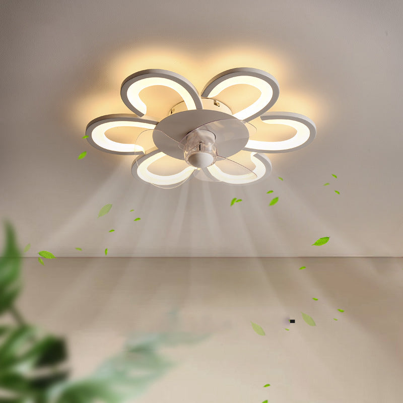 Contemporary Single White Ceiling Fan Lamp LED Acrylic Ceiling Fan Light