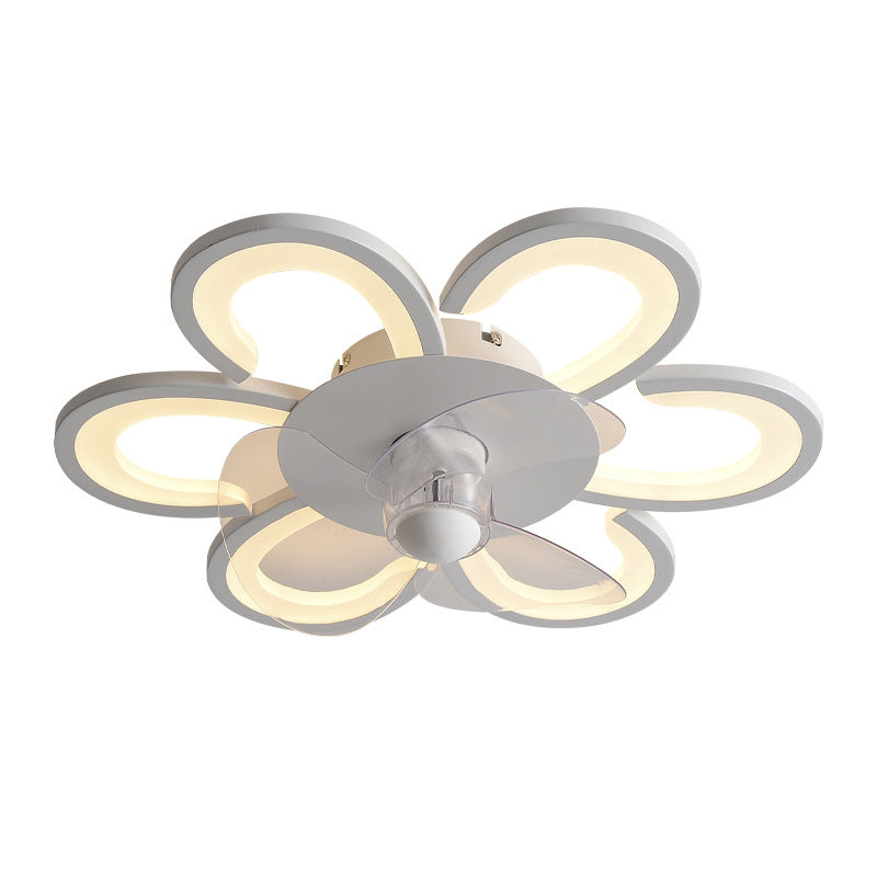 Contemporary Single White Ceiling Fan Lamp LED Acrylic Ceiling Fan Light