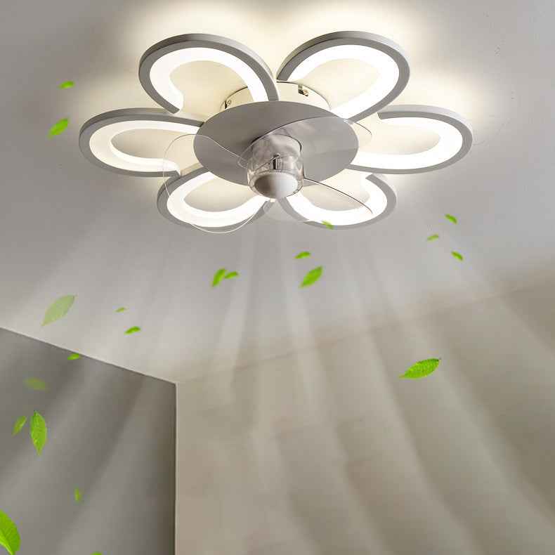 Contemporary Single White Ceiling Fan Lamp LED Acrylic Ceiling Fan Light