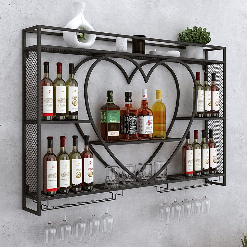 Wall Mounted Wine Rack Iron Wine Bottle & Glass Rack without Light