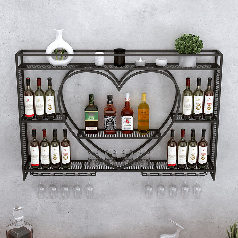 Wall Mounted Wine Rack Iron Wine Bottle & Glass Rack without Light