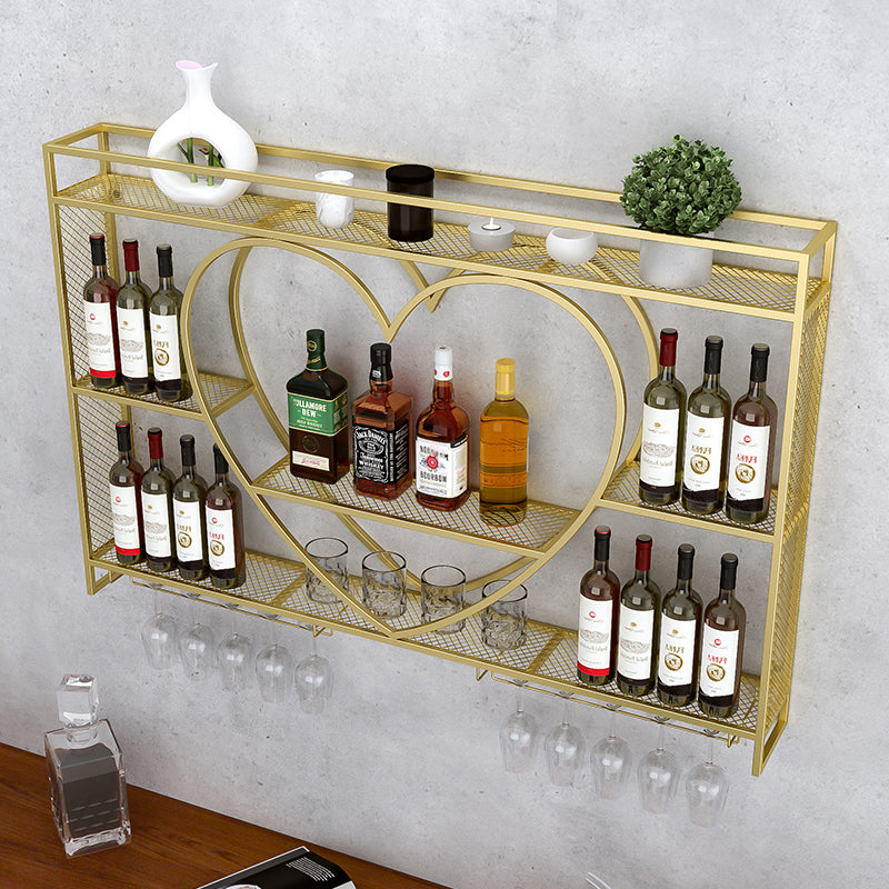 Wall Mounted Wine Rack Iron Wine Bottle & Glass Rack without Light