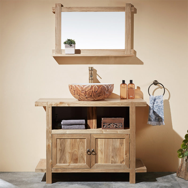 Traditional Wood Bathroom Vanity Set Freestanding Faucet Included Bath Vanity