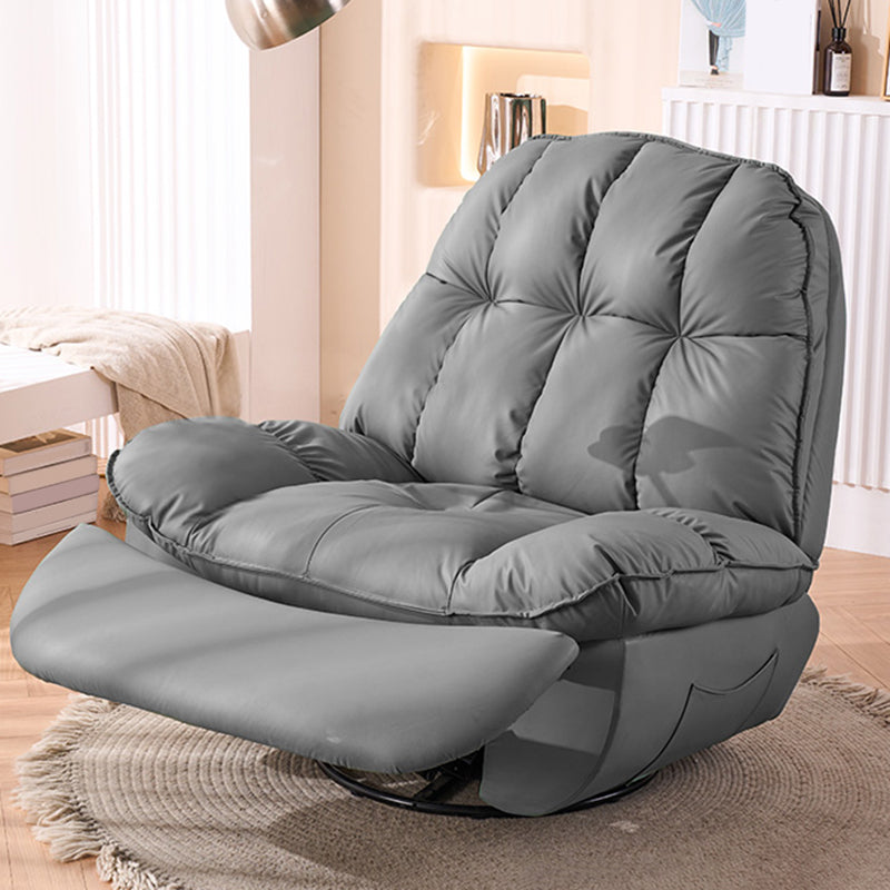 Swivel Standard Recliner Solid Color Faux Leather Metal Frame Recliner Chair