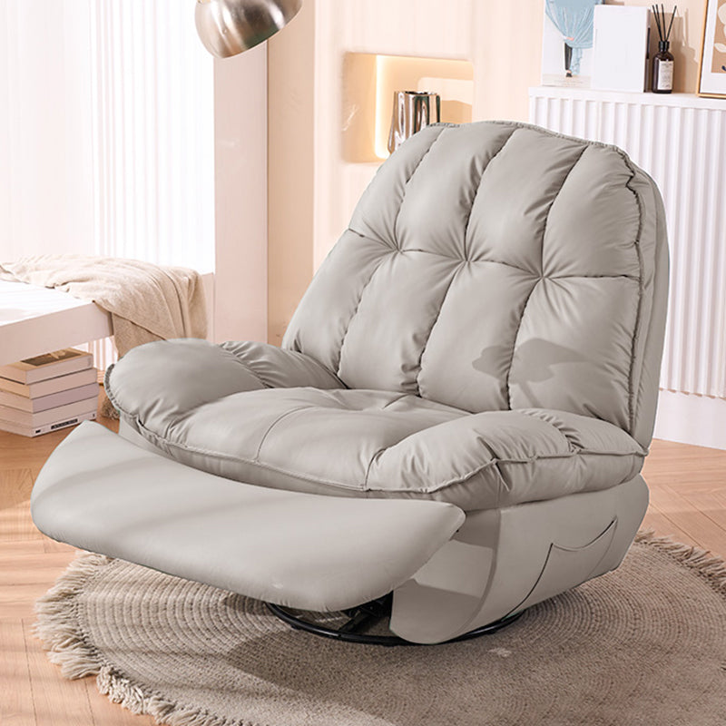 Swivel Standard Recliner Solid Color Faux Leather Metal Frame Recliner Chair