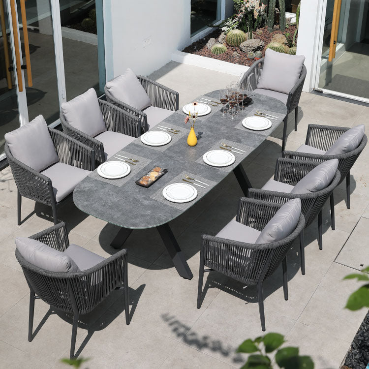 Contemporary Upholstered Outdoor Bistro Chairs Black Patio Dining Armchair