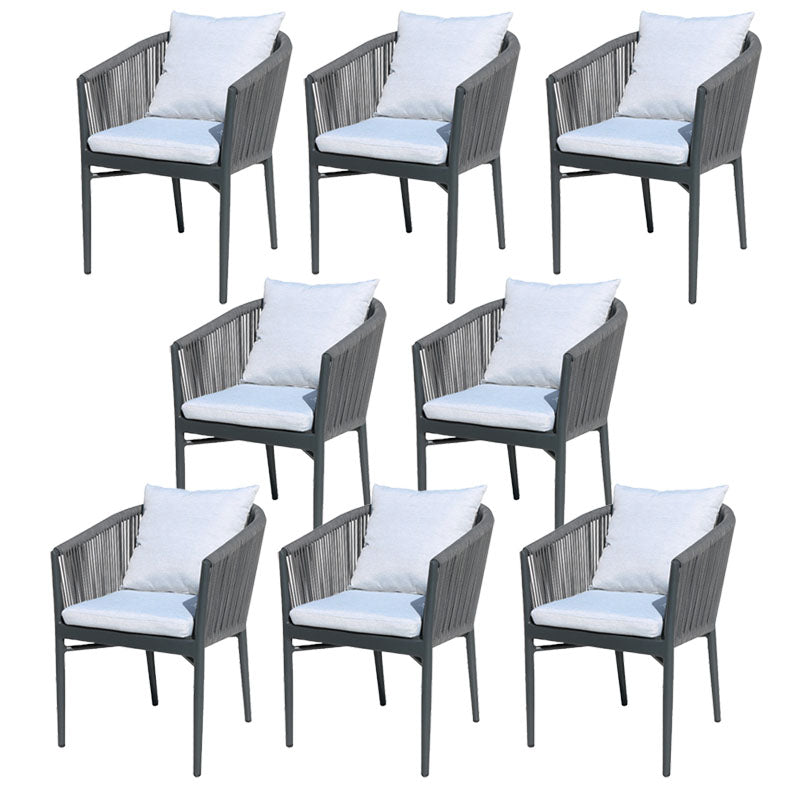 Contemporary Upholstered Outdoor Bistro Chairs Black Patio Dining Armchair