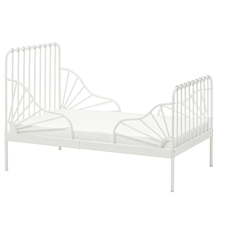 Contemporary Kids Bed Metal Slat Headboard Princess with Footboard Mattress