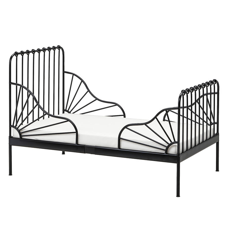 Contemporary Kids Bed Metal Slat Headboard Princess with Footboard Mattress