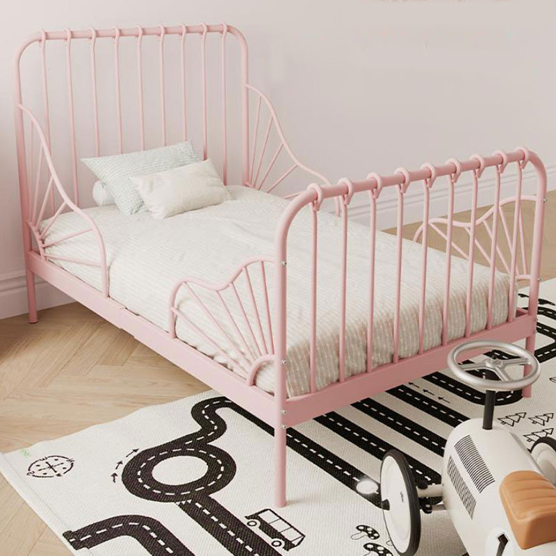 Contemporary Kids Bed Metal Slat Headboard Princess with Footboard Mattress