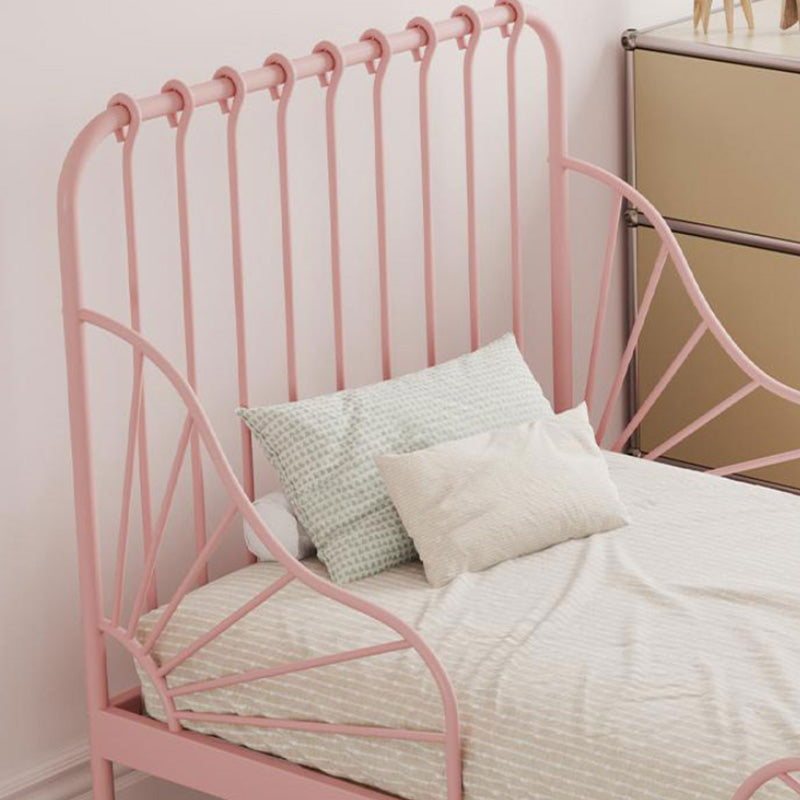 Contemporary Kids Bed Metal Slat Headboard Princess with Footboard Mattress