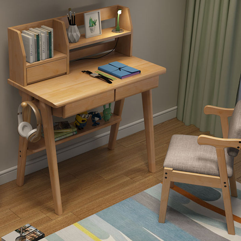 Writing Desk Kids Desks with Shelves Wood Study Desk and Chair Set