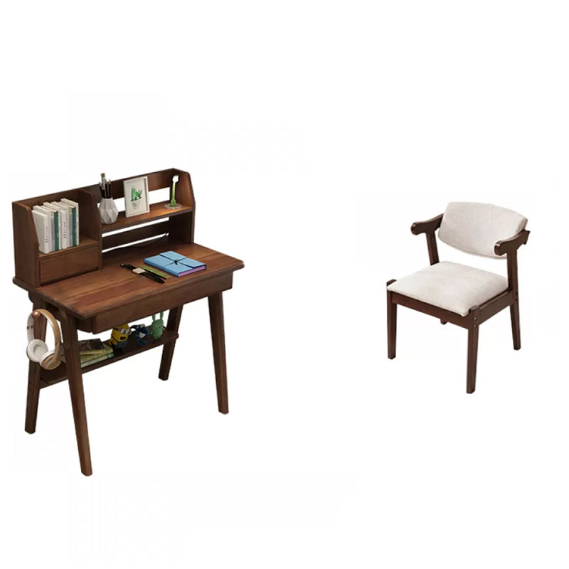 Writing Desk Kids Desks with Shelves Wood Study Desk and Chair Set