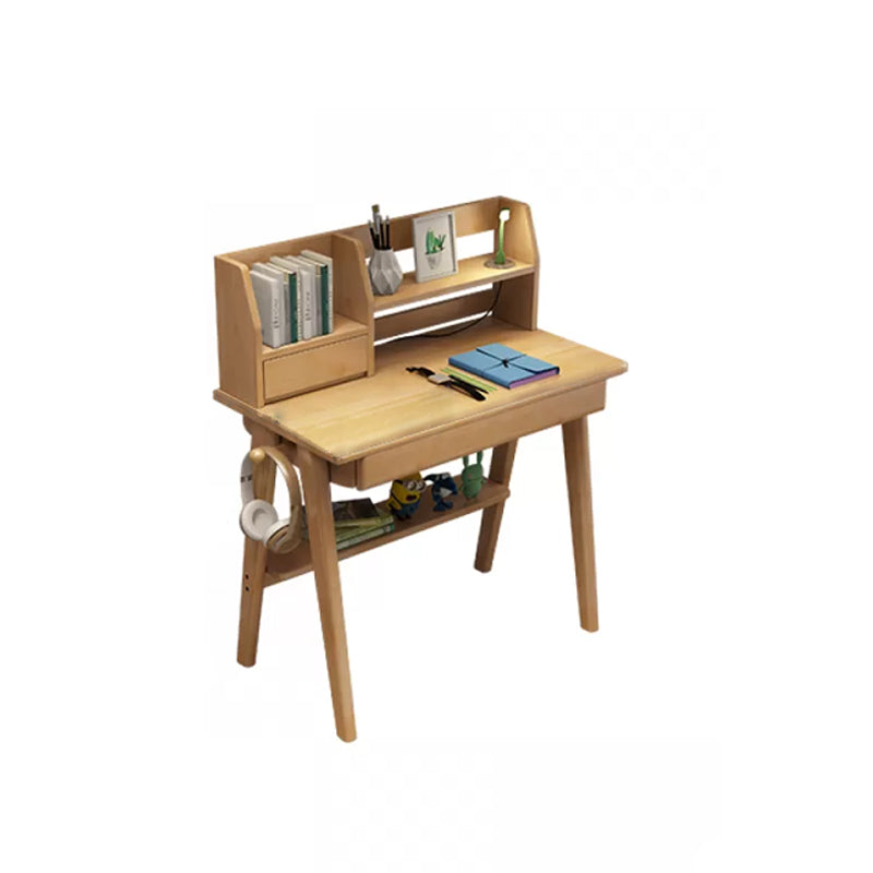 Writing Desk Kids Desks with Shelves Wood Study Desk and Chair Set