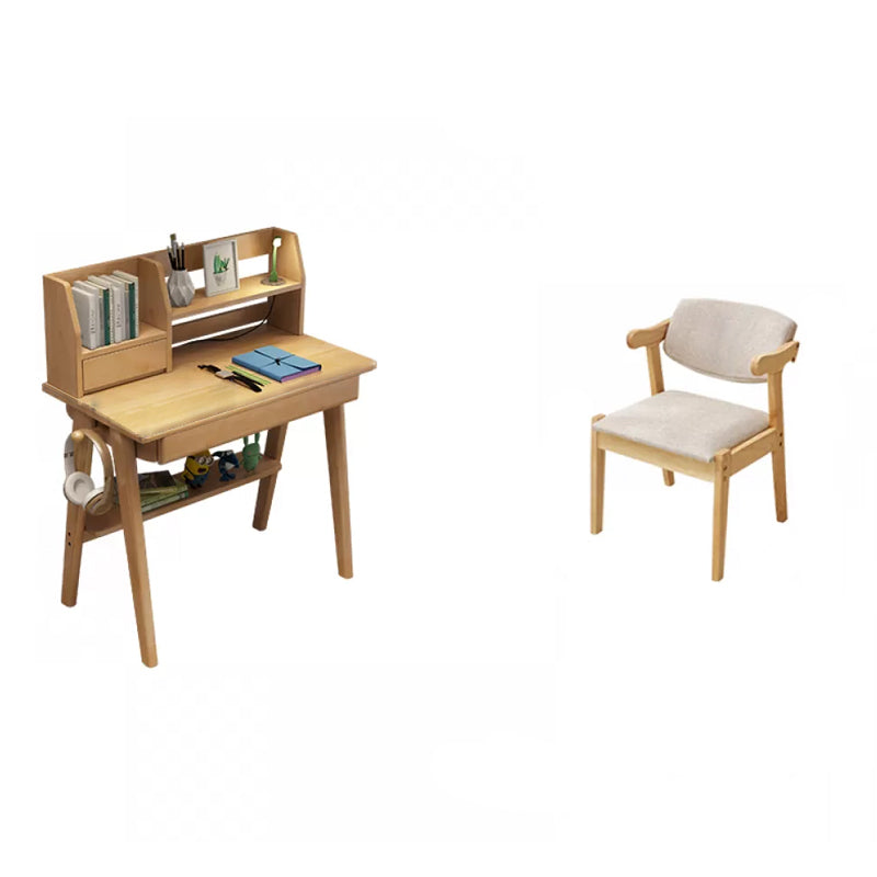 Writing Desk Kids Desks with Shelves Wood Study Desk and Chair Set