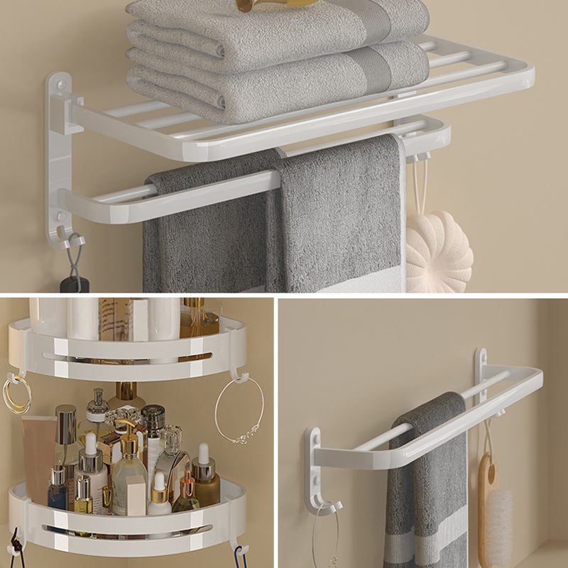 Modern White Bathroom Accessory Kit Bath Shelf Towel Bar Bath Hardware Set