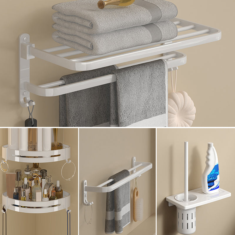 Modern White Bathroom Accessory Kit Bath Shelf Towel Bar Bath Hardware Set