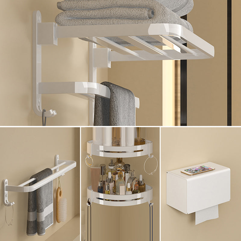 Modern White Bathroom Accessory Kit Bath Shelf Towel Bar Bath Hardware Set