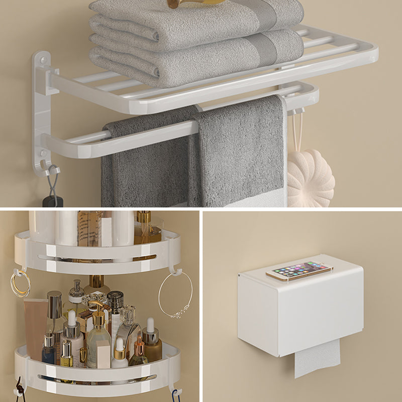 Modern White Bathroom Accessory Kit Bath Shelf Towel Bar Bath Hardware Set