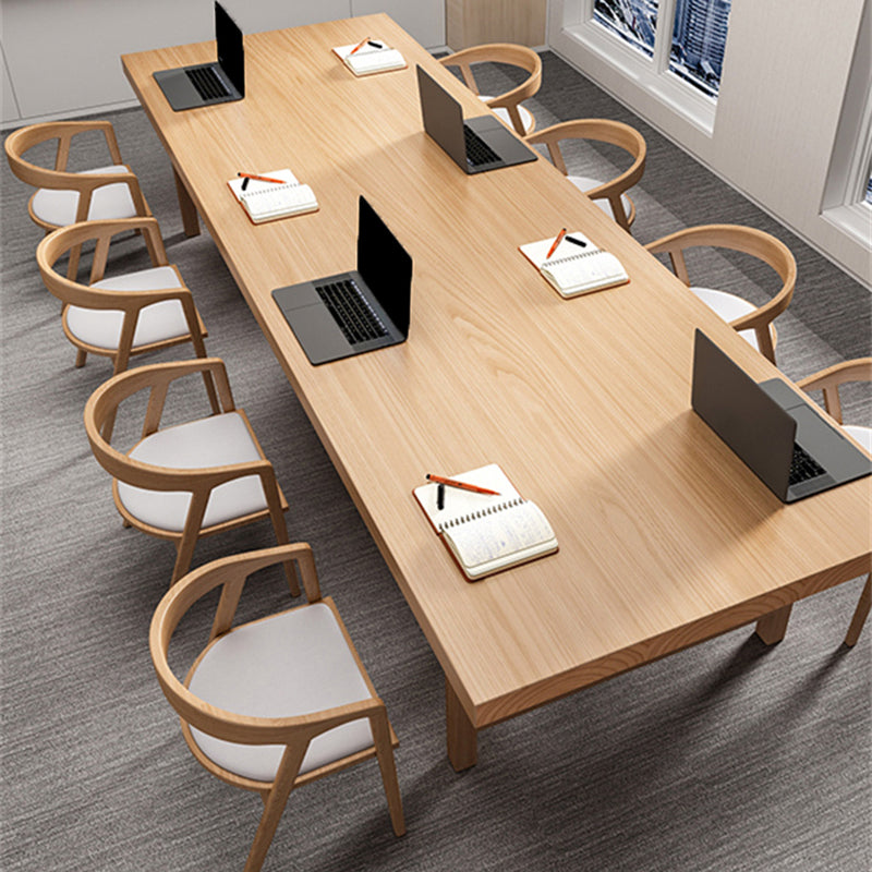 Rectangular Shaped Office Conference Table 4 Legs Task Desk in Brown