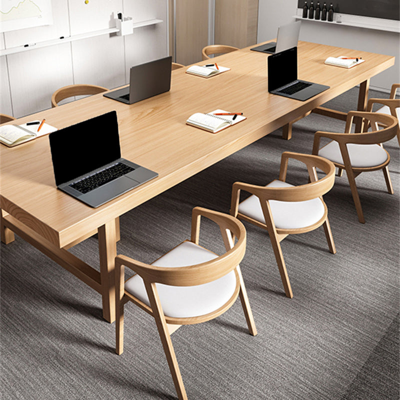 Rectangular Shaped Office Conference Table 4 Legs Task Desk in Brown