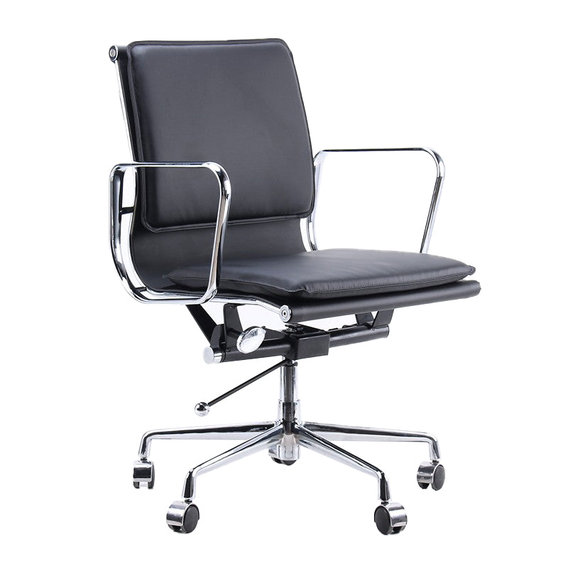 Modern Fixed Arms Chair Leather No Distressing Ergonomic Desk Chair