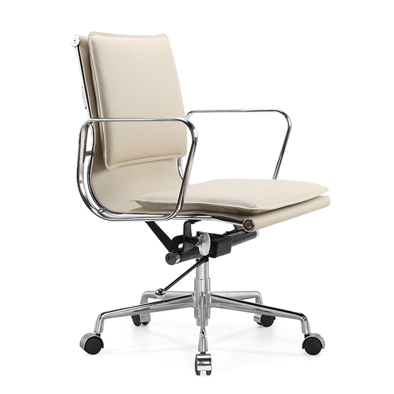 Modern Fixed Arms Chair Leather No Distressing Ergonomic Desk Chair