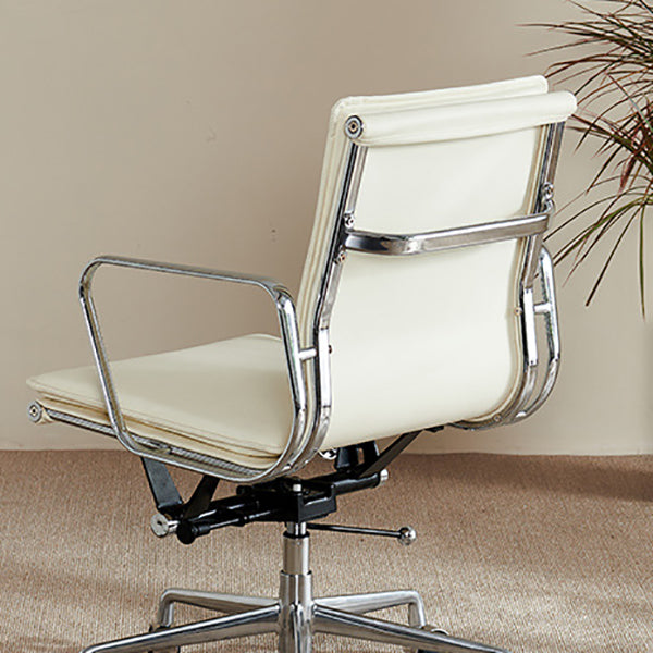 Modern Fixed Arms Chair Leather No Distressing Ergonomic Desk Chair