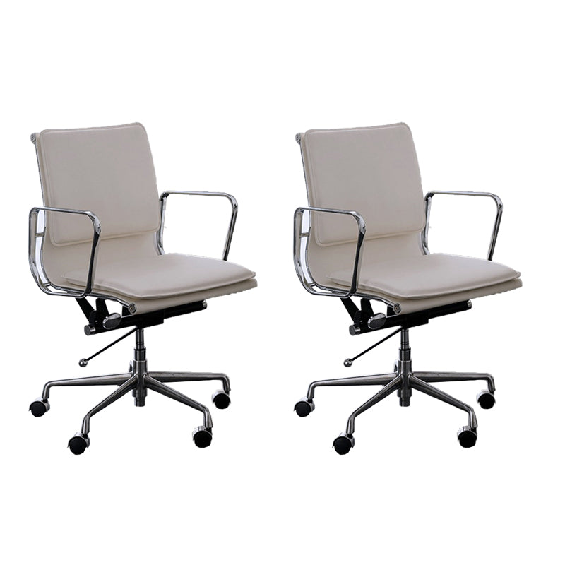 Modern Fixed Arms Chair Leather No Distressing Ergonomic Desk Chair