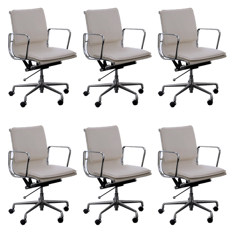 Modern Fixed Arms Chair Leather No Distressing Ergonomic Desk Chair