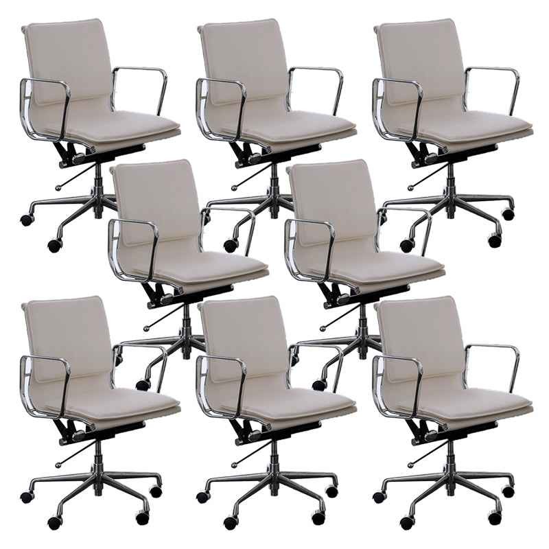 Modern Fixed Arms Chair Leather No Distressing Ergonomic Desk Chair