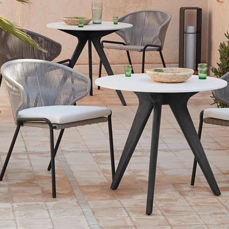 Modern Stone Courtyard Table Aluminium Geometric Outdoor Table