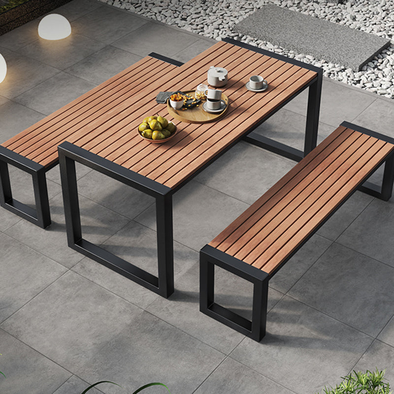 Modern Geometric Courtyard Table Artificial Wood Outdoors Table