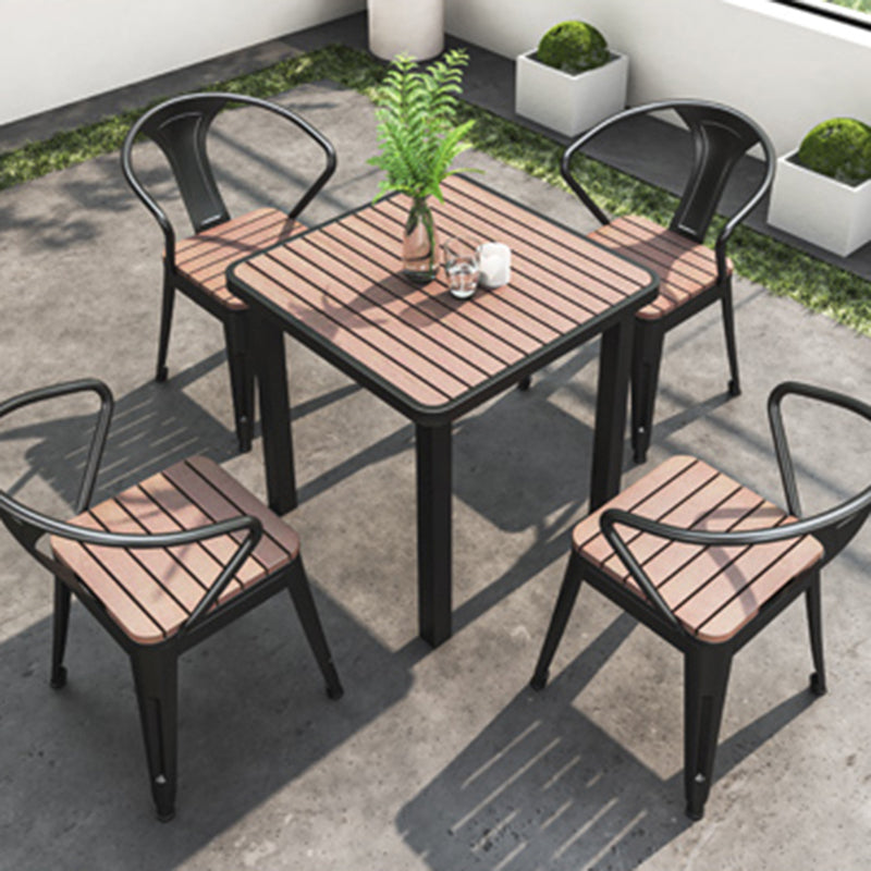 Modern Geometric Courtyard Table Artificial Wood Outdoors Table