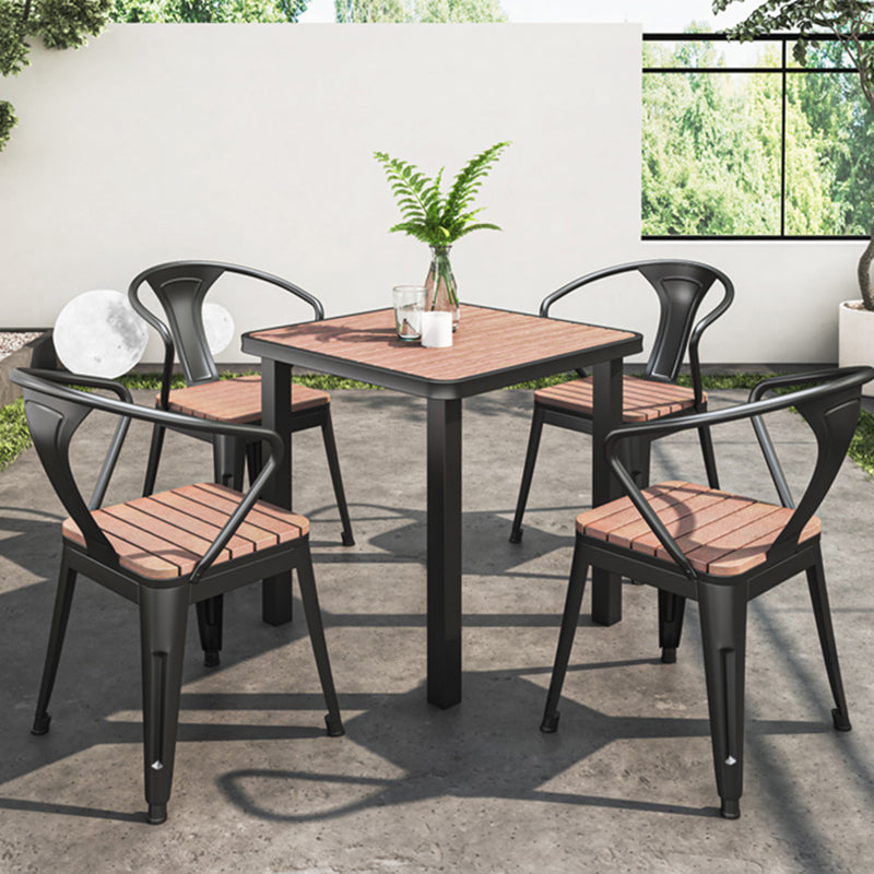 Modern Geometric Courtyard Table Artificial Wood Outdoors Table