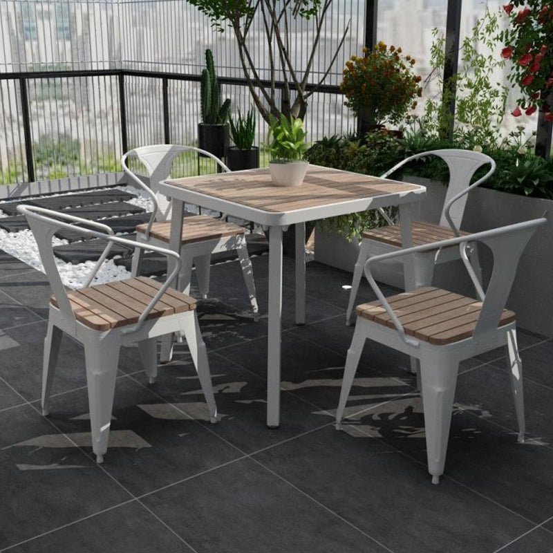 Modern Waterproof Geometric Courtyard Table Plastic Wood Outdoor Table