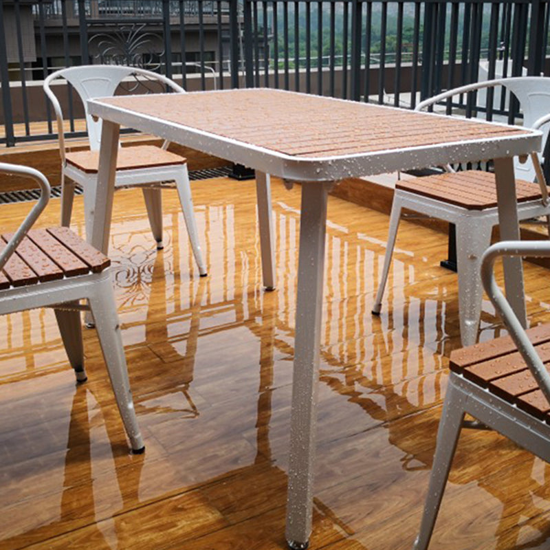 Modern Waterproof Geometric Courtyard Table Plastic Wood Outdoor Table