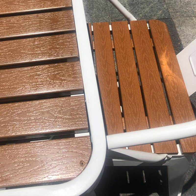 Modern Waterproof Geometric Courtyard Table Plastic Wood Outdoor Table