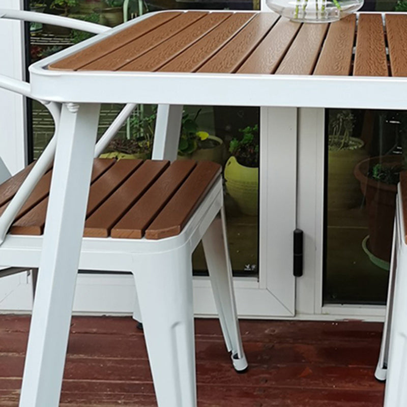 Modern Waterproof Geometric Courtyard Table Plastic Wood Outdoor Table