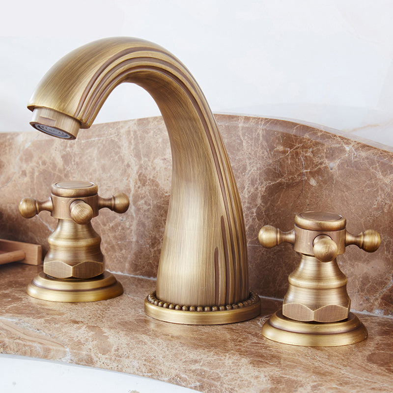 Traditional Vessel Faucet 3 Holes Two-Handle Bathroom Vessel Faucet